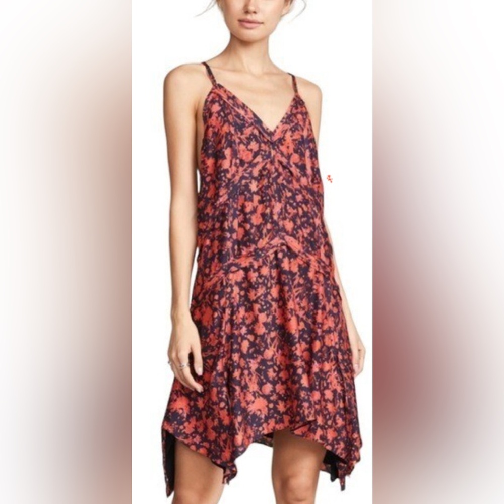 IRO Red and navy Floral spaghetti straps Dress